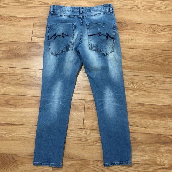 💙 Parasuco Stretch Hi-Rise Skinny Jeans Women's 29 Blue Distressed Crop EUC - Picture 4 of 4